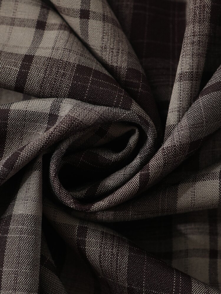 ROMWE MEN Street Life Men's Plaid 2 In 1 Loose Fit Shirt With Tie - Multicolor - View 6