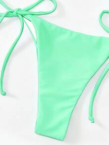 Oceva 女款純色性感繫帶比基尼兩件式泳衣套裝，海灘穿著派對綠色夏季款 - 薄荷綠 - 查看 5