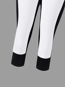 SHEIN 青少年女孩針織純色修身休閒內搭褲 黑色與白色 2件組 - 彩色 - 查看 4