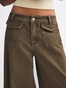 ATUI Studio Women's Button Casual Versatile Daily Denim Jeans - Brown - View 1