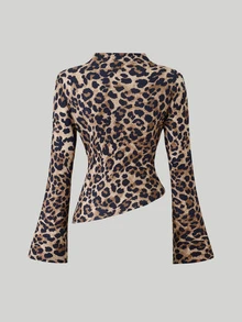 Balvessa Kaos Motif Leopard dengan Kerah Corong Berkerut dan Hem Asimetris - MultiWarna - View 2