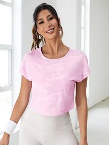 Eassivo Eassivo 3 Packs Geo Print Curved Hem Sports Tee Gym Topworkout Tank Top - Pink - View 5