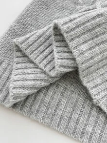 Elamini Sweater Rajut Kabel Lengan Panjang Tanpa Bahu untuk Wanita, Lucu, Halus, Bergaya Vintage, Serbaguna - Grey - View 8