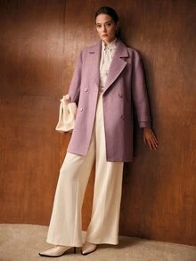 MOTF PREMIUM JAKET WOL CAMPURAN KASUAL SERBAGUNA UNTUK PAKAIAN SEHARI-HARI WARNA POLOS UNTUK WANITA - Dusty Pink - View 4