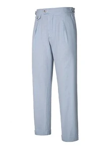 Manfinity Mode Men's Mature Modern Blue Striped Casual Suit Pants, Spring/Summer - Navy Blue - View 3