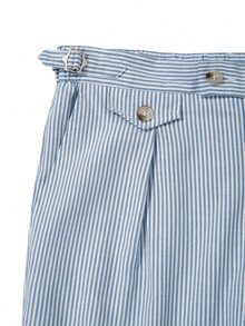 Manfinity Mode Men's Mature Modern Blue Striped Casual Suit Pants, Spring/Summer - Navy Blue - View 6