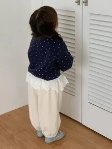 DAZY Sweatshirt Lengan Panjang Kasual Berkerah Bulat Motif Bunga di Seluruh Permukaan untuk Bayi Perempuan - Biru - View 3