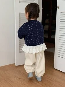 DAZY Sweatshirt Lengan Panjang Kasual Berkerah Bulat Motif Bunga di Seluruh Permukaan untuk Bayi Perempuan - Biru - View 2