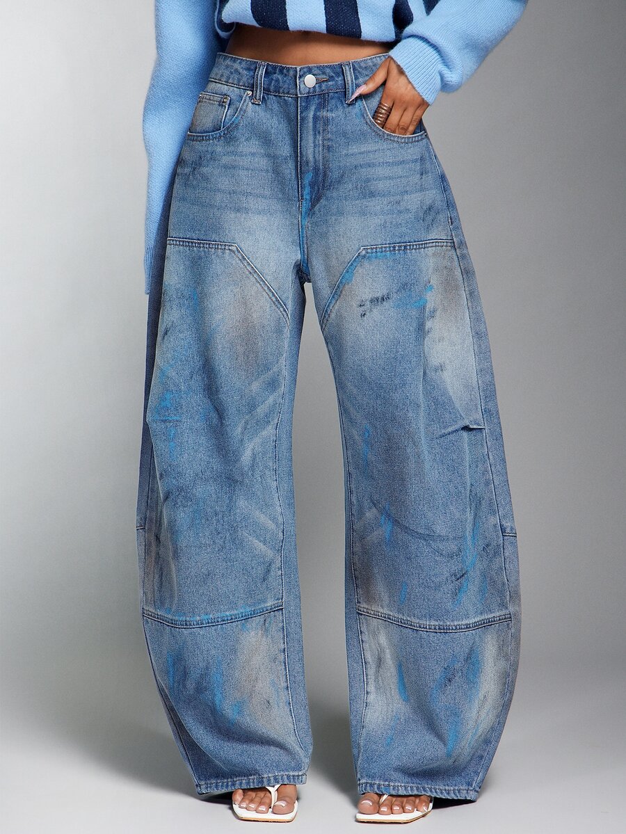 Denimoi Women's Casual Daily Denim Jeans With Pockets And Buttons - Medium Wash - View 1