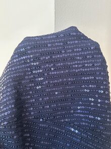 GalTyme Plus Size Women's Solid Color V-Neck Sequin Slim Fit Elegant Halter Neck Dress - Navy Blue - View 7