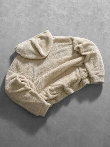 Manfinity Roghcode Men Fleece Hoodie Winter Warm Streetwear Pullover Soft Fuzzy Plush Casual Hooded Sweatshirt - Khaki - View 6