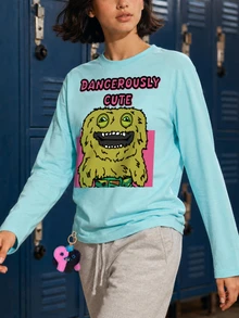 Fuggler | Fanslatte Character Graphic Teen Girls T-Shirt Long Sleeve Green - Green - View 2