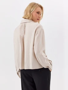 KÆRIA Hus Kemeja Lengan Panjang Berpotongan Kotak yang Rapi - Bahan Viscose yang Lembut - Beige - Minimalis untuk Bisnis, Kasual, Elegan, Kerja, Formal, Dasar, Sekolah, Kantor, Musim Gugur - Putih - View 2