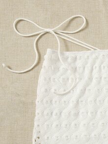 SHEIN ICON Ring Linked Tie Backless Halter Top & Skirt - White - View 5