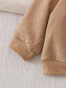 SHEIN Jaket Bayi Laki-laki Kasual Sederhana Gaya Barat dengan Kantong Lipat dan Lapisan Termal, Cocok untuk Musim Gugur/Musim Dingin Warna Khaki - Khaki - View 6