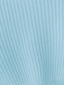 SHEIN Knitted Long Sleeve Top Kids Korean Style Autumn/Winter New Elegant Versatile Fashion Slim Fit Ruffle Waist Short Sweater - Baby Blue - View 8