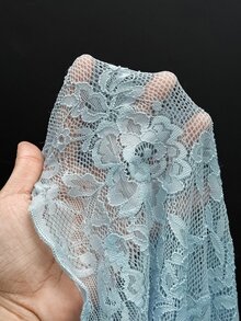 Bitrose Women's Lace Elastic Peony Floral See-Through Sexy Blouse (Random Cut) Autumn Cloth For Women Night Out Date Night Light Blue Floral - Baby Blue - View 7