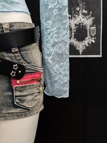 Bitrose Women's Lace Elastic Peony Floral See-Through Sexy Blouse (Random Cut) Autumn Cloth For Women Night Out Date Night Light Blue Floral - Baby Blue - View 4