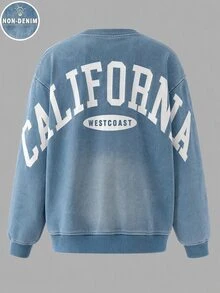 Tween Boys Digital Print California English Graphic Fashion Casual Crew Neck Sweatshirt Long Sleeve Top - Multicolor - View 2