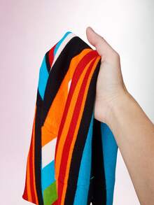 Amplova Women's Knit Patchwork Colorful Striped Halter Neck Backless Mini Dress - Multicolor - View 8