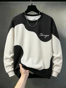 SHEIN Kids Tween Boy Autumn/Winter Long Sleeve Casual Comfortable Wave Letter Print Thermal Lined Sweatshirt - Multicolor - View 4