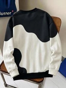 SHEIN Kids Tween Boy Autumn/Winter Long Sleeve Casual Comfortable Wave Letter Print Thermal Lined Sweatshirt - Multicolor - View 5
