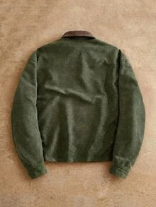 HIMLAND Men's Woven Fitted Shoulder Colorblock Patchwork Long Sleeve Casual Retro Vintage Jacket, Suitable For Autumn/Winter Hiking Hunting Olive Green - Army Green - View 2