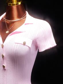 SHEIN ICON Women's Sexy A-Line Dress With Lapel Collar, Pockets, Elegant And Avant-Garde Style, Suitable For Autumn/Winter - Pink - View 4