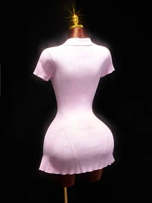 SHEIN ICON Women's Sexy A-Line Dress With Lapel Collar, Pockets, Elegant And Avant-Garde Style, Suitable For Autumn/Winter - Pink - View 10