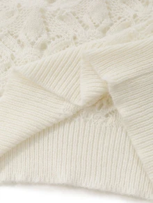 Balvessa Women's Versatile Soft Style Long Sleeve Hollow Out Sweater For Vacation - Apricot - View 3