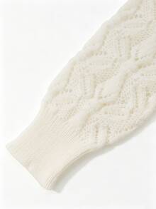 Balvessa Women's Versatile Soft Style Long Sleeve Hollow Out Sweater For Vacation - Apricot - View 4
