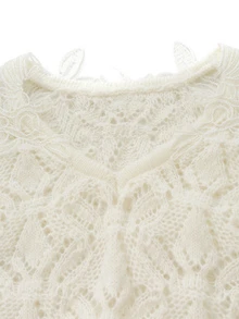 Balvessa Women's Versatile Soft Style Long Sleeve Hollow Out Sweater For Vacation - Apricot - View 5