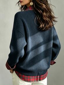 Trelyra Plaid Print Casual Women's Long Sleeve Button Design Top - Multicolor - View 2