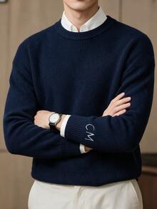 Manfinity Homme Men's Solid Color Casual Versatile Daily Wear Long Sleeve Sweater - Multicolor - View 1