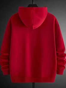 Mainfolk Hoodie Pria Motif Jaring Laba-laba, Bahan Fleece, Pullover Streetwear Ukuran Besar, Kaos Leher Bulat, Patchwork Halloween Kampus Musim Gugur Merah dan Hitam - Merah - View 9
