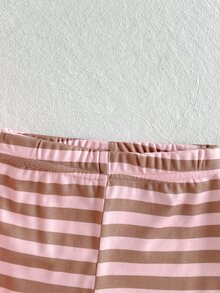 SHEIN Playful Pals 2件組幼女連帽上衣+長褲套裝，可愛甜美粉色熊貼布繡蝴蝶結條紋耳朵長袖連帽絨毛羊羔絨冬秋假日款 - 粉色 - 查看 14