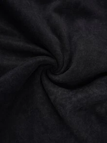 Comfylo Set Sweatshirt Bahu Asimetris Ukuran Plus dan Celana Panjang Lebar dengan Jahitan Depan - Hitam - View 3