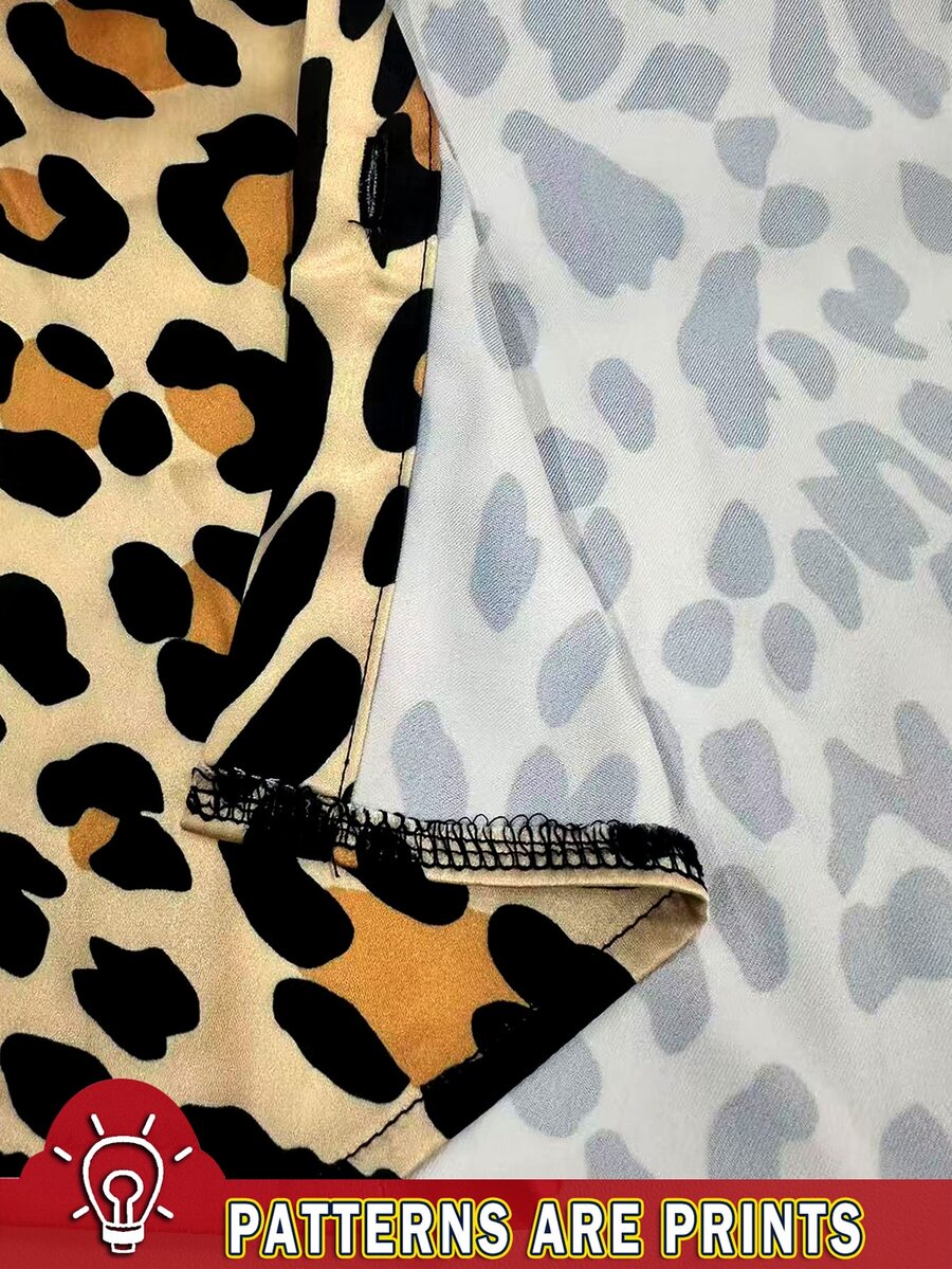 INAWLY Women's Long-Sleeved Satin Leopard Print Blouse With Lantern Sleeves, Suitable For Office Wear. - Multicolor - View 1