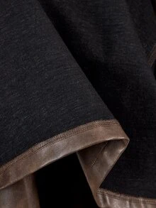 Amplova Jaket Wanita Model Y2K Bahan PU yang Dicuci, Model Lengan Panjang Pas Badan dengan Gesper Sabuk dan Lubang Kancing, Kerah Tinggi - Coklat - View 18