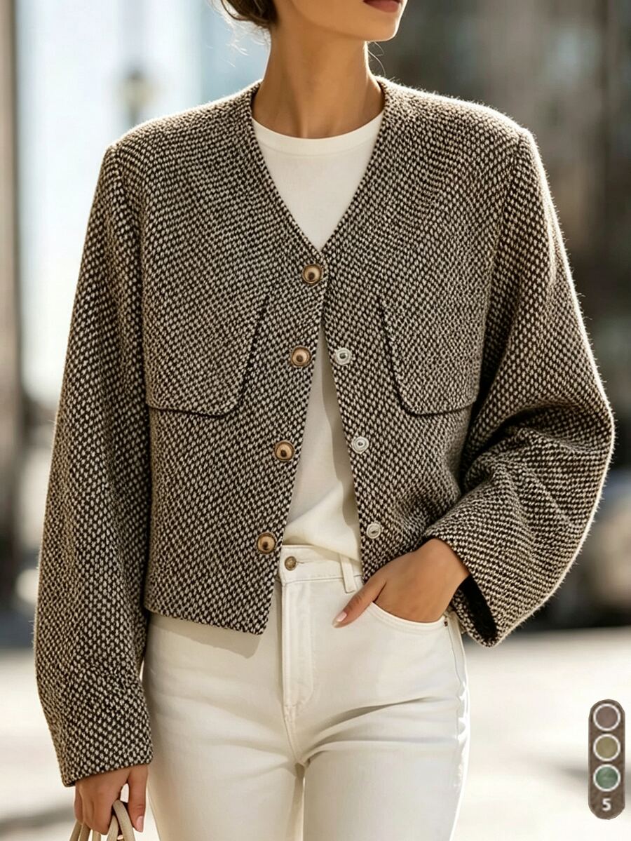 GlowEve CURVE Jaket Elegan Lengan Panjang Kancing Tunggal untuk Wanita Ukuran Plus - Emas - View 1