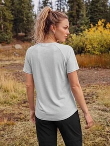 In My Nature Women's Solid Color Casual Versatile Daily Outdoor T-Shirt - Grey - View 5
