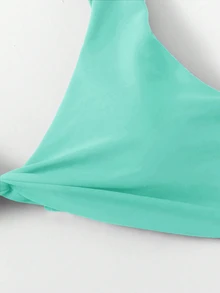 Swim Basics Women's Solid Color Casual Bikini And Triangle Panty Swimwear Set - Mint Green - View 5
