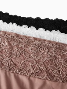 Slumbrini 3pcs/Set Plus Size Women Lace Print Comfortable Breathable Curve-Hugging Shorts, Ideal Gift - Multicolor - View 6