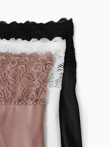 Slumbrini 3pcs/Set Plus Size Women Lace Print Comfortable Breathable Curve-Hugging Shorts, Ideal Gift - Multicolor - View 7