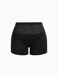 Slumbrini 3pcs/Set Plus Size Women Lace Print Comfortable Breathable Curve-Hugging Shorts, Ideal Gift - Multicolor - View 9