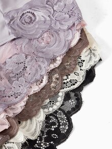 Slumbrini 5pcs/Pack Plus Size Women's Solid Color Lace Patchwork Sexy Bikini Briefs - Multicolor - View 9