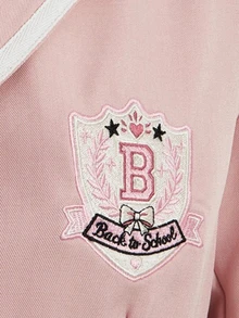 Elnivra Women's Sweet Embroidered Striped Colorblock Button Blazer - Pink - View 6
