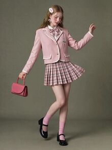 Elnivra Women's Sweet Embroidered Striped Colorblock Button Blazer - Pink - View 5