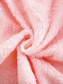 SHEIN 女童小女孩編織素色蝴蝶結圖案連帽人造毛內裡休閒冬季外套 - 彩色 - 查看 8