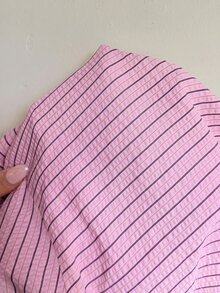 Siren Gaze 女款休閒條紋前綁帶襯衫，秋季 - 粉色 - 查看 7